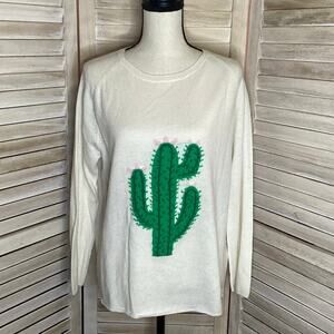 Jumper 1234 Cream Catus Intarsia Cashmere Tunic Sweater 2 M